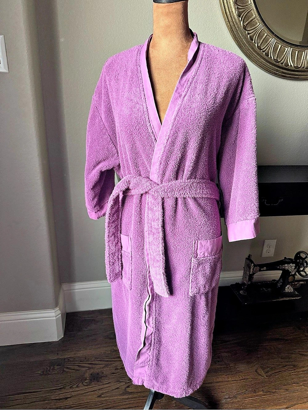 Peacock Alley Turkish Cotton Terry Spa Bathrobe Plum Purple One Size